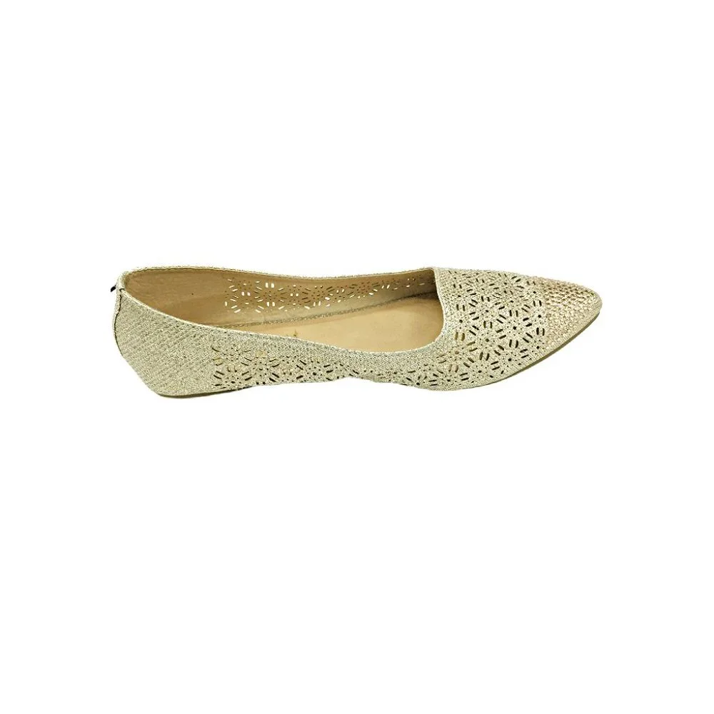 Daisy Fuentes Gold Perforated Glitter Flats 8 - Picture 3 of 4